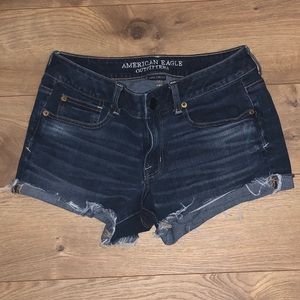 Medium-dark wash American Eagle shortie shorts